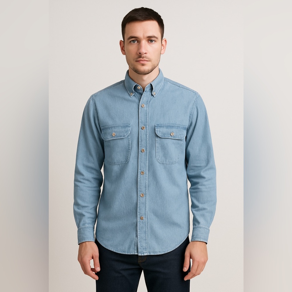 Vintage Union Khaki Denim Shirt Rugged Workwear Y2K Oversized Button-Up Menswear